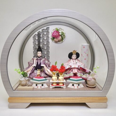 43cm | きらら・アクリルケース入り小芥子親王飾り | 可愛くてコンパクトなお雛様 | ケース入りなので猫ちゃんが一緒でも安心