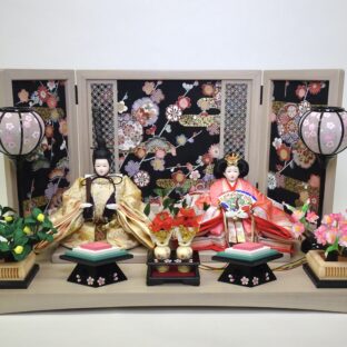 55cm | かのん・小三五親王飾り | 優雅できれいなお雛様 | クラッシックな色彩美とレトロな雰囲気が印象的